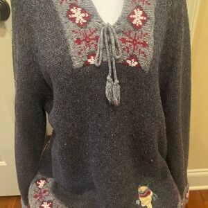 Gray Snowflake Knit Sweater